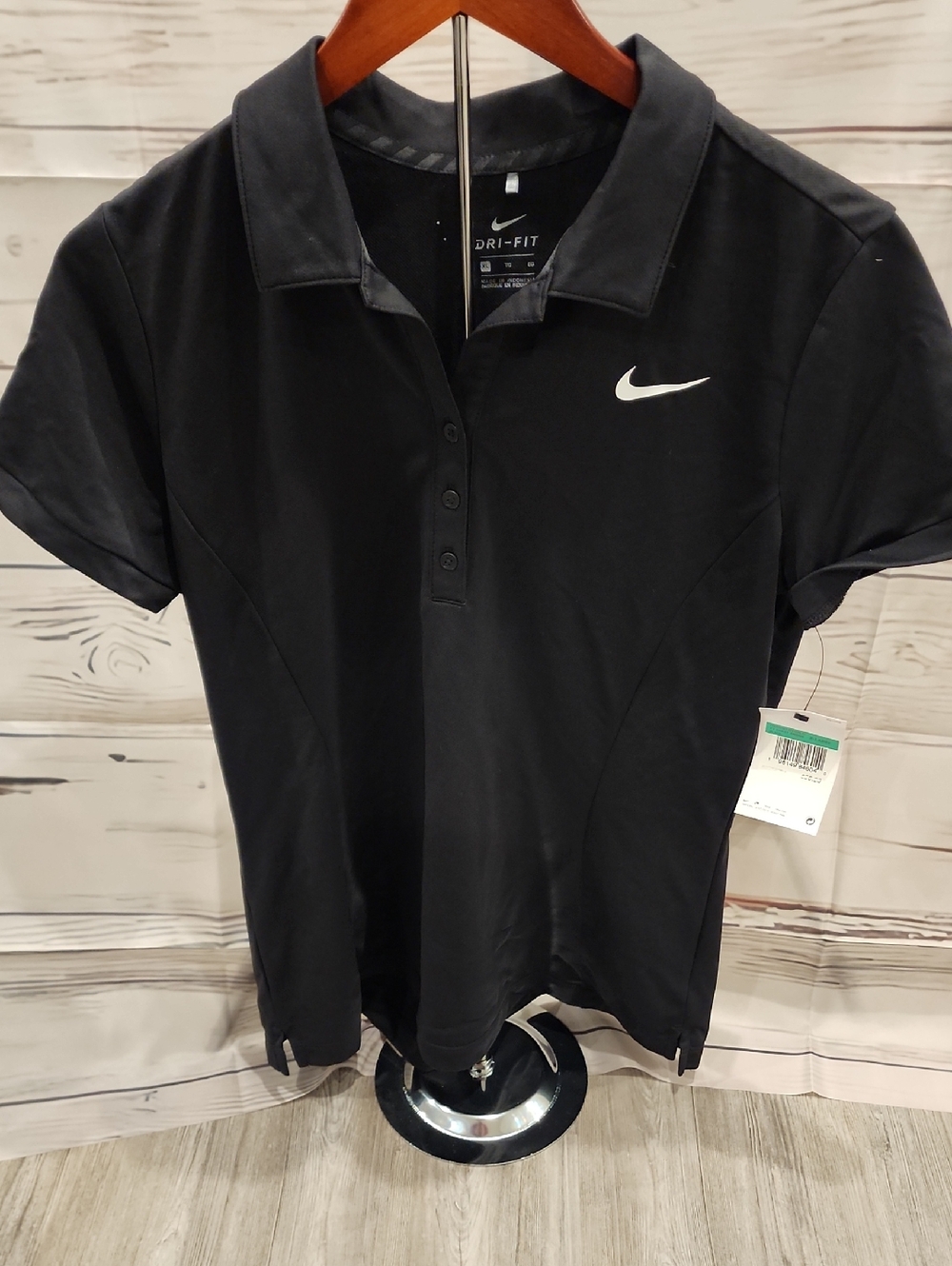 Nike Black Polo Shirt with White Swoosh